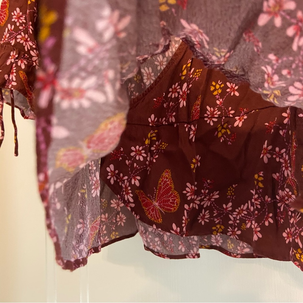 Madewell Floral Butterfly print wrap blouse - Picture 3 of 4
